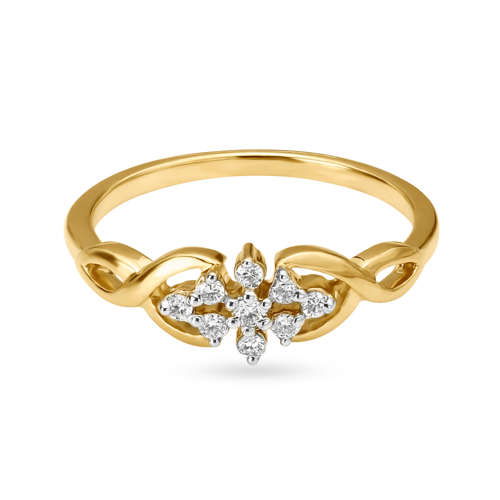 Modern Floral Pattern Diamond Finger Ring,,hi-res image number null