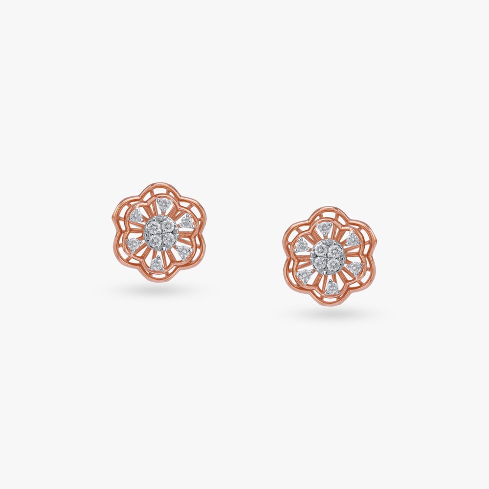 Full Bloom Diamond Stud Earrings,,hi-res image number null