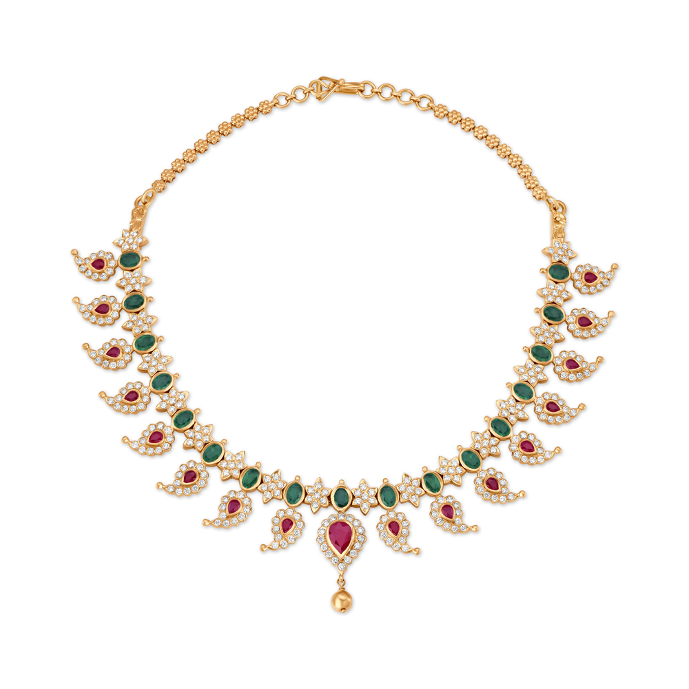 Alluring Ruby, Emerald and Diamond Necklace