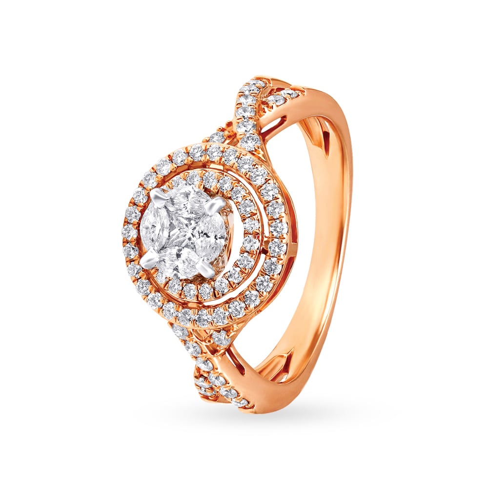 Majestic 18 Karat White And Rose Gold And Diamond Finger Ring,,hi-res image number null