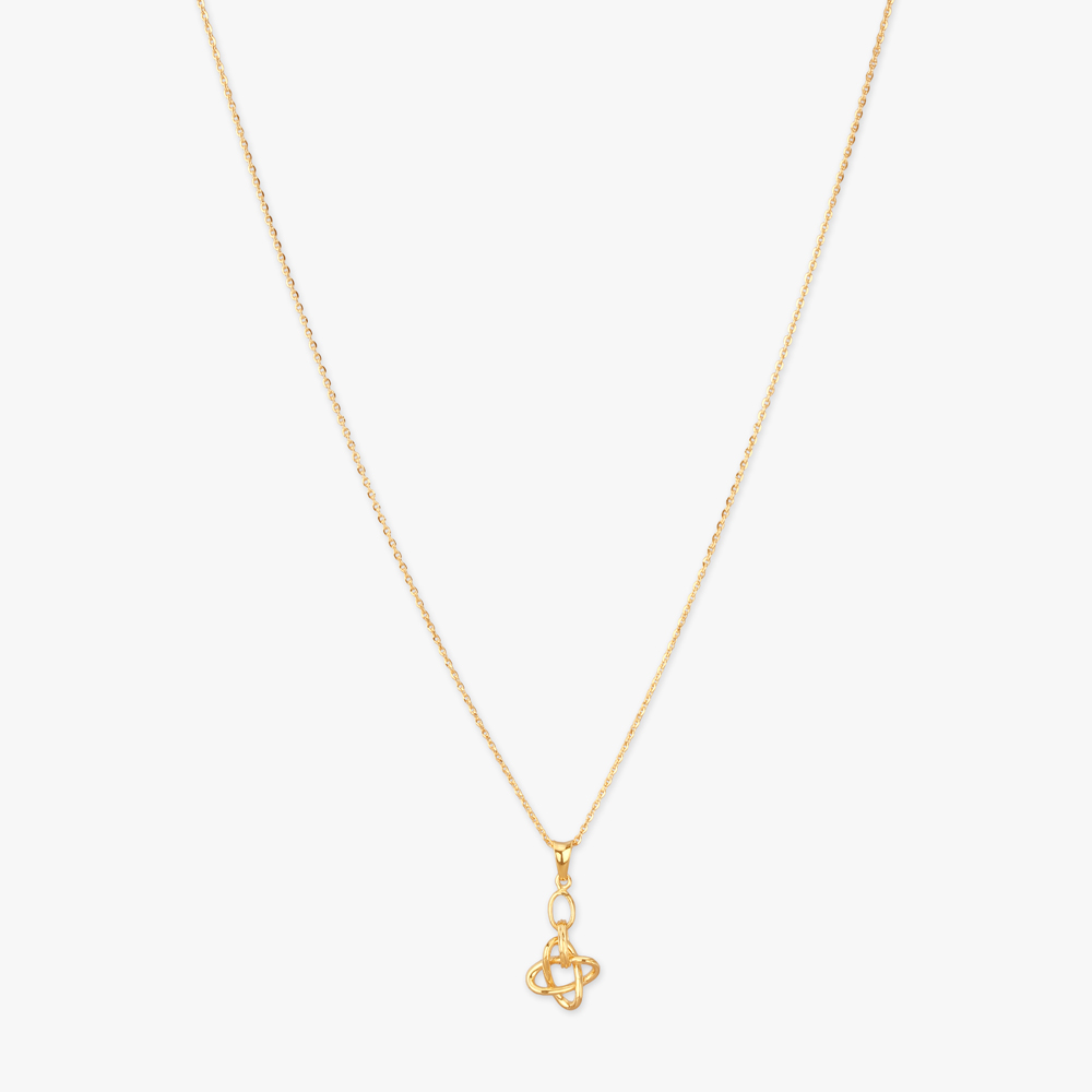 Modern Knot Gold Pendant with Chain,,hi-res image number null