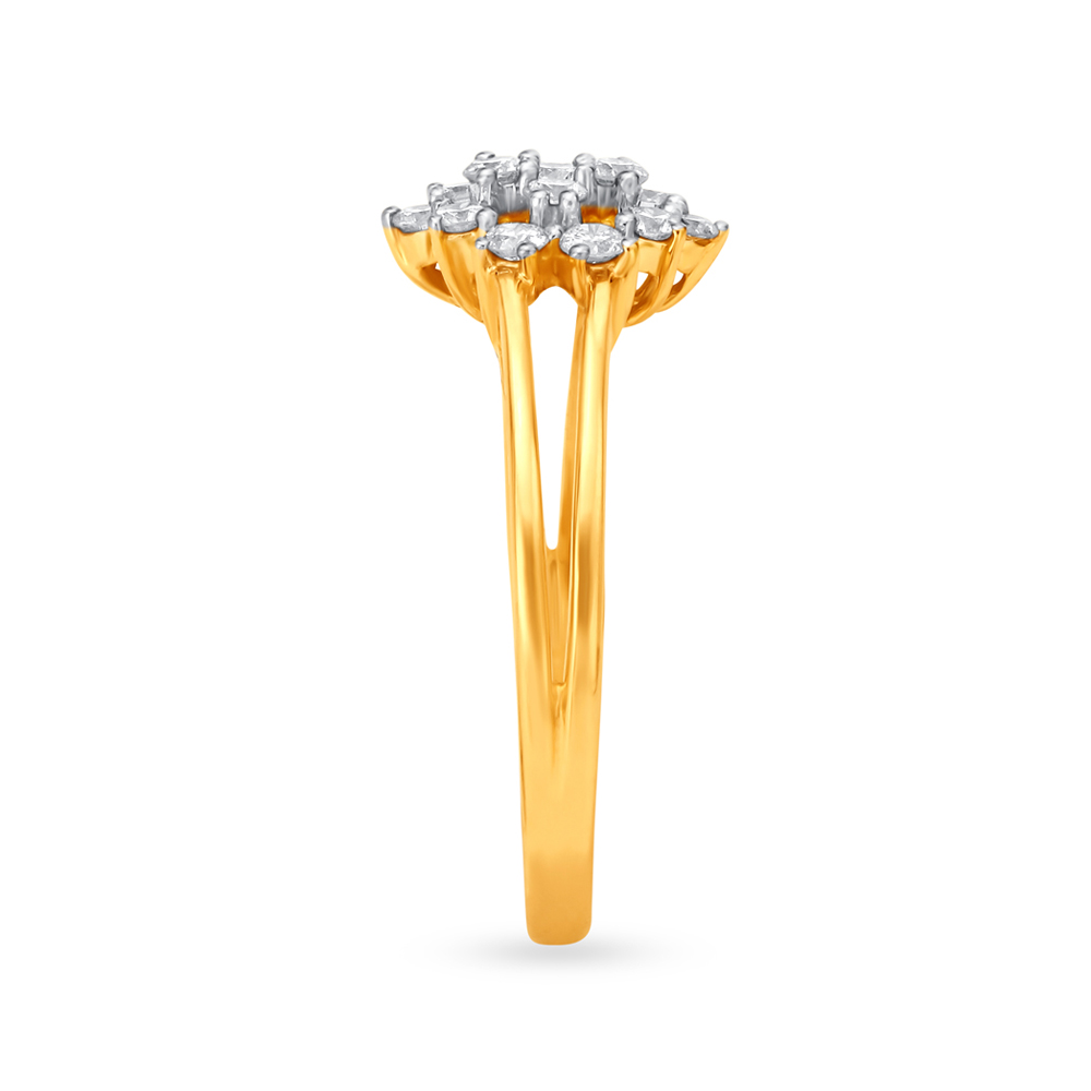 Spangled 18 Karat Yellow Gold And Diamond Floral Ring,,hi-res image number null