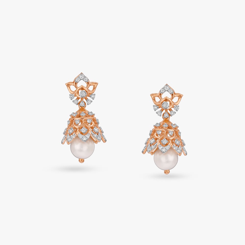 Delicate Regal Diamond Jhumka Earrings,,hi-res image number null