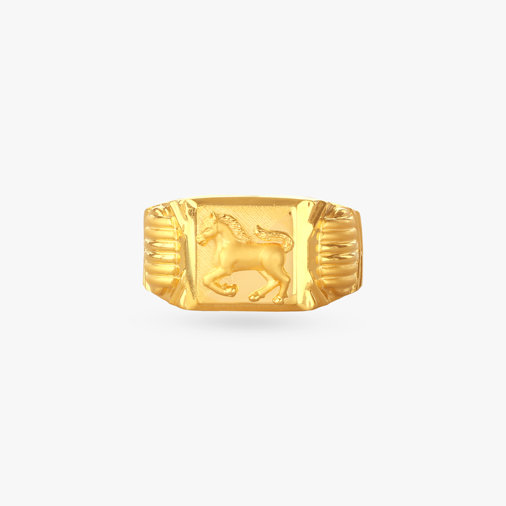 

Running Stallion Gold Ring for Men
