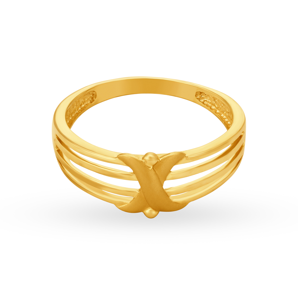 Stylish 22 Karat Yellow Gold Striped Finger Ring,,hi-res image number null