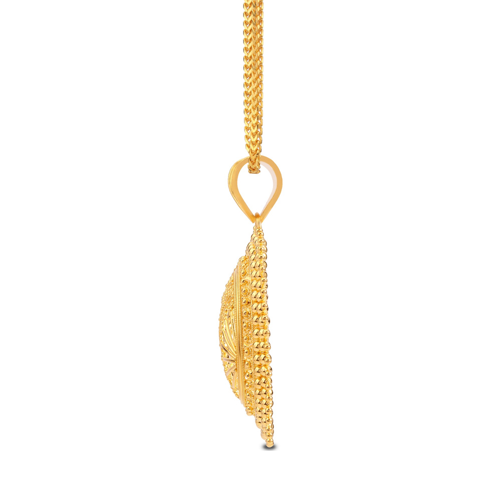 Traditional Teardrop Round Broad Gold Pendant,,hi-res image number null