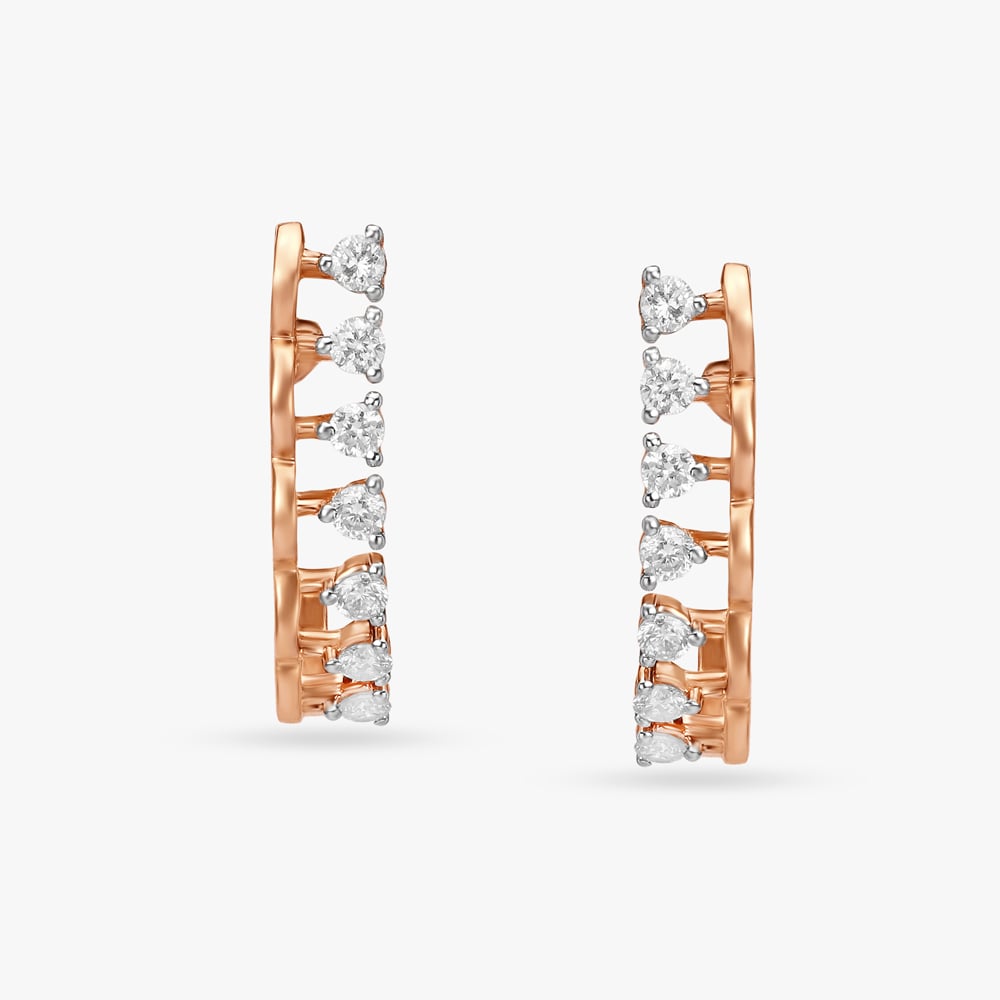 Radiant Single Line Diamond Stud Earrings,,hi-res image number null