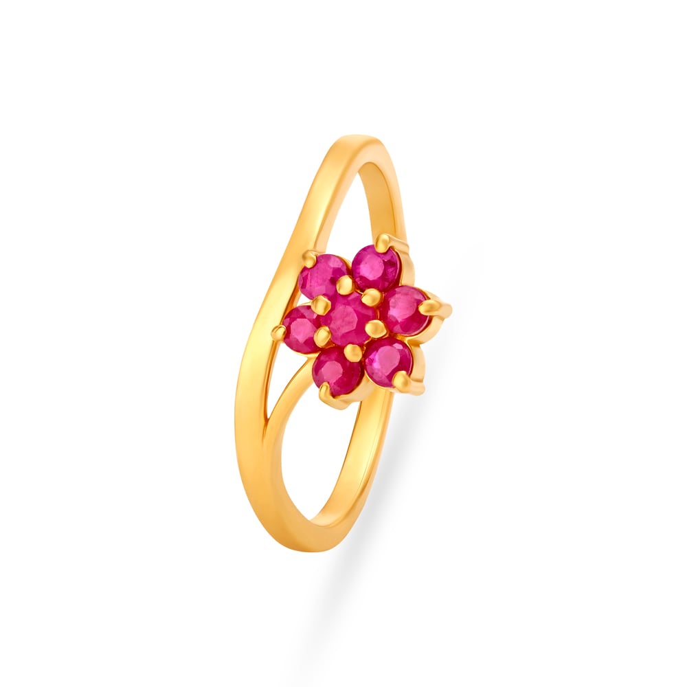 Charming Ruby Gemstone Studded Gold Ring