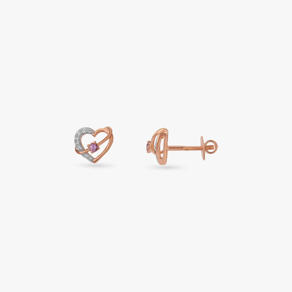 Blush Hearts Diamond Stud Earrings,,hi-res image number null