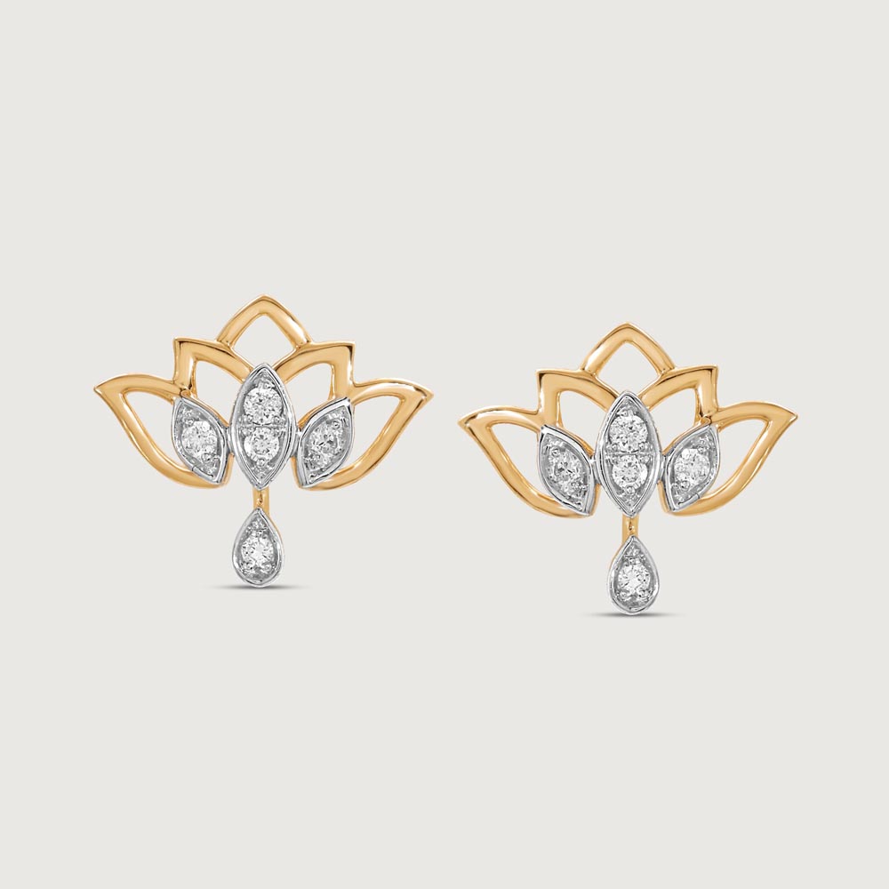 Lotus Petal Diamond Stud Earrings,,hi-res image number null