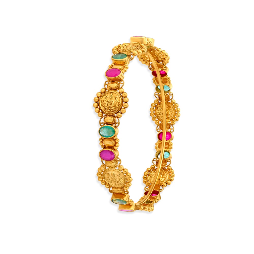 Breathtaking Gold Emerald Ruby Bangle,,hi-res image number null