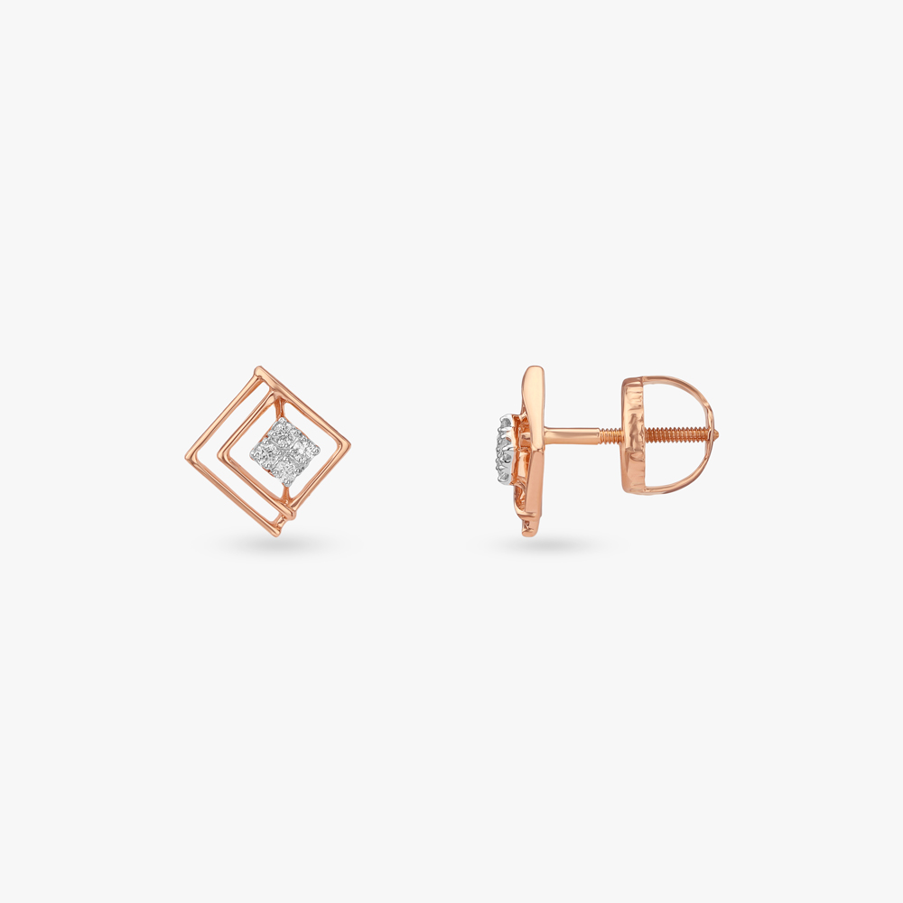 Radiant Frame Diamond Stud Earrings,,hi-res image number null