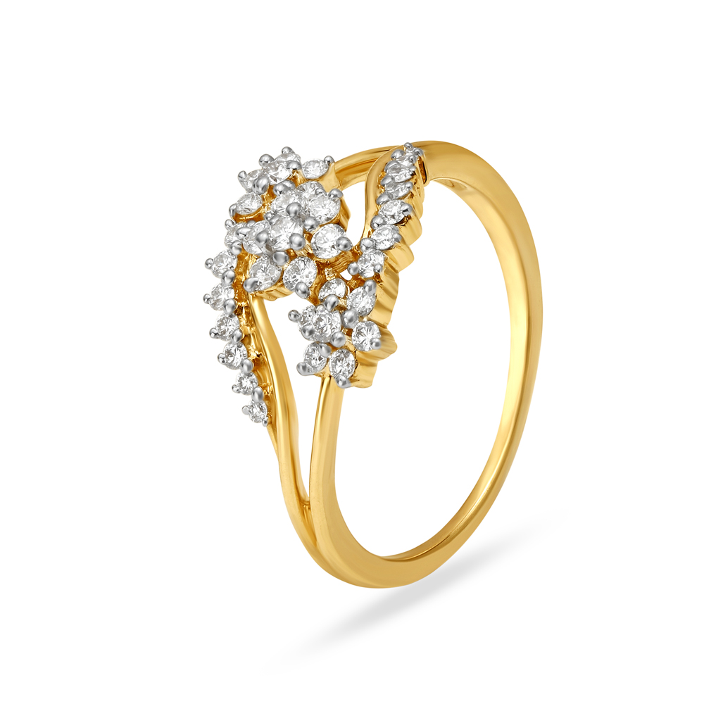 Majestic Floral Gold and Diamond Finger Ring,,hi-res image number null