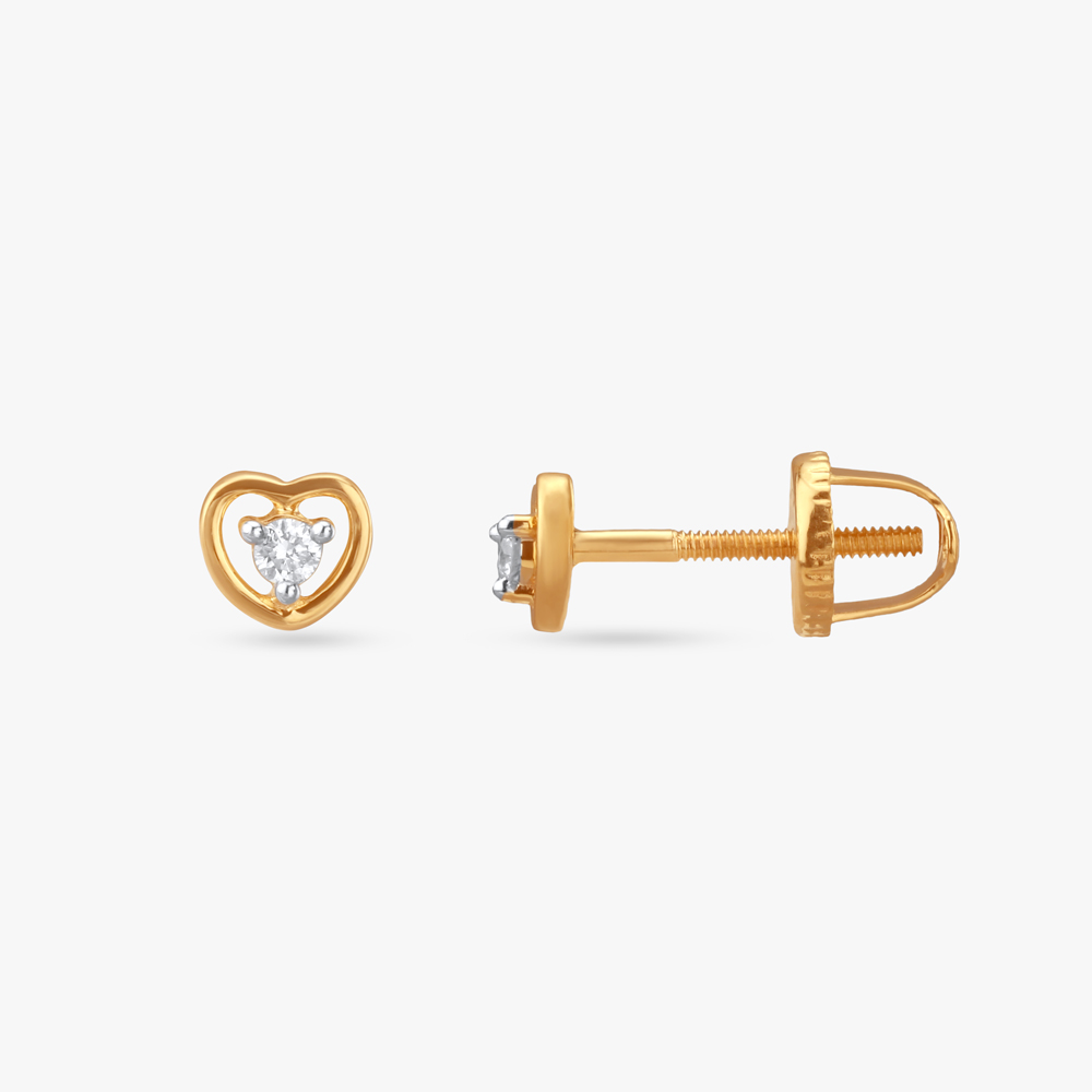 Adorable Hearts Diamond Stud Earrings For Kids,,hi-res image number null