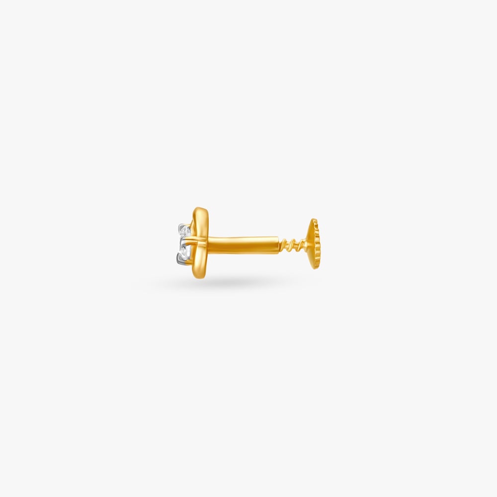 Modern Gold and Diamond Nose Pin,,hi-res image number null