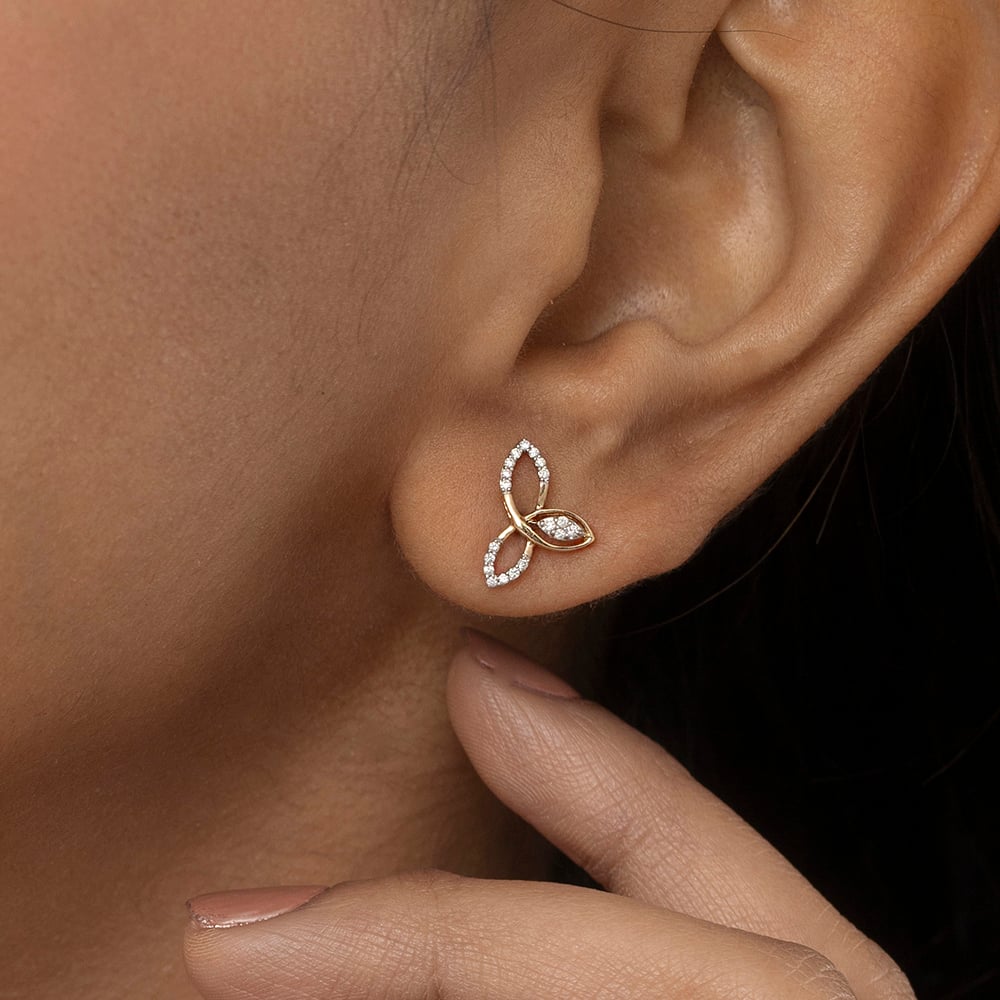 Loop Elegance Gold & Diamond Stud Earrings,,hi-res image number null