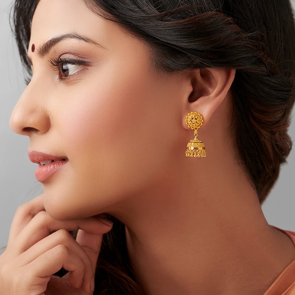 Traditional Floral Jhumkas,,hi-res image number null