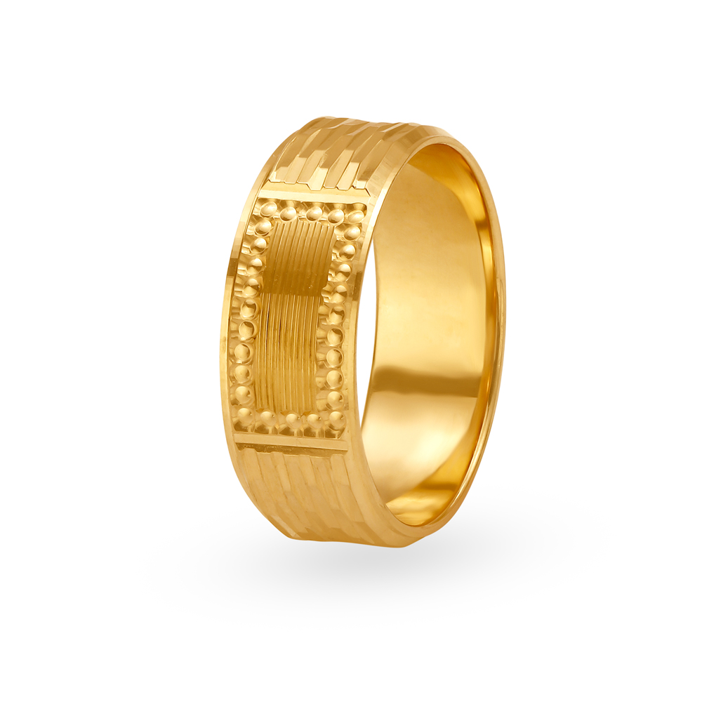 Textured Broad Gold Ring For Men