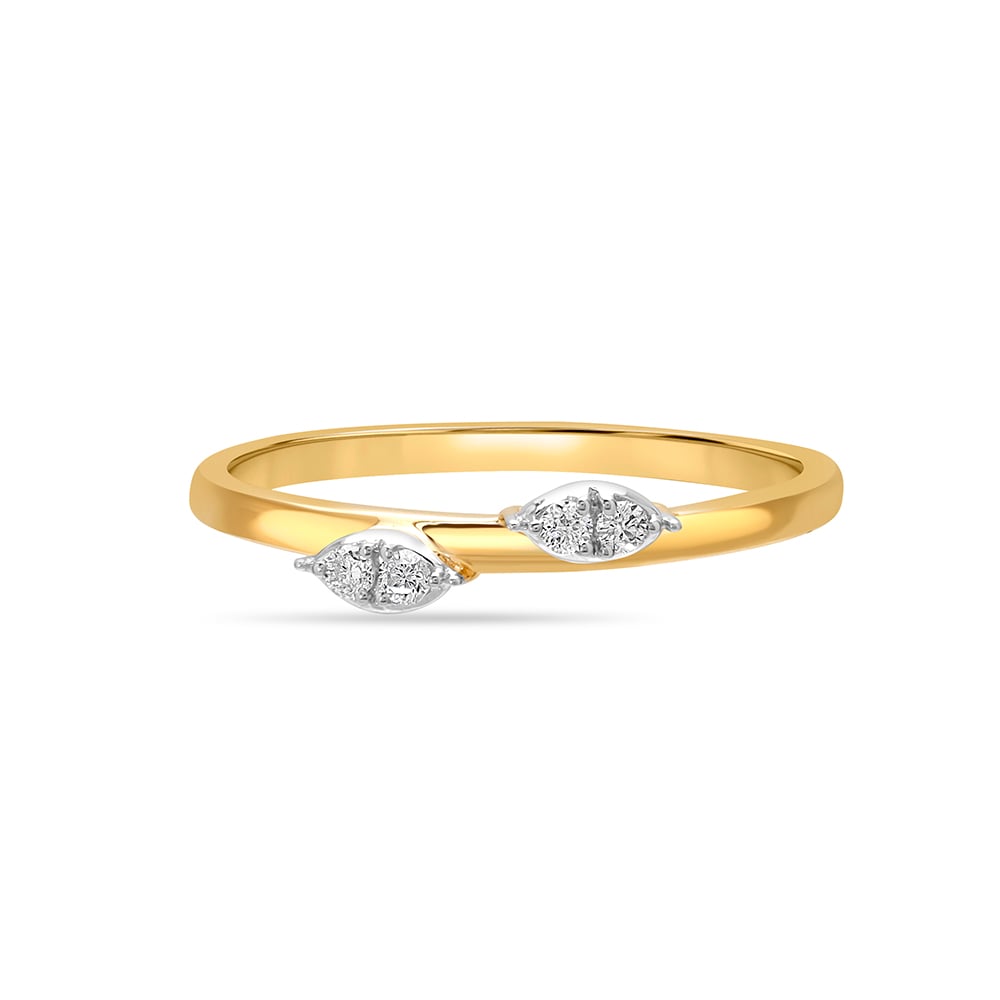 14KT Yellow Gold Minimalist Greenery Diamond Finger Ring,,hi-res image number null