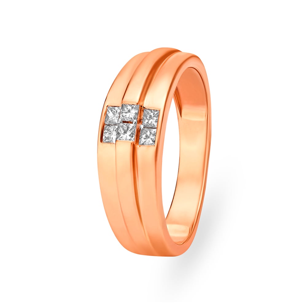 Bold Layered Rose Gold and Diamond Ring for Men