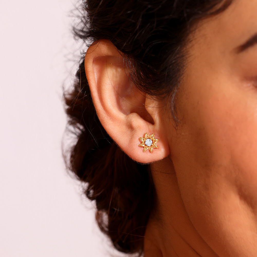Serene Petal Diamond Stud Earrings,,hi-res image number null