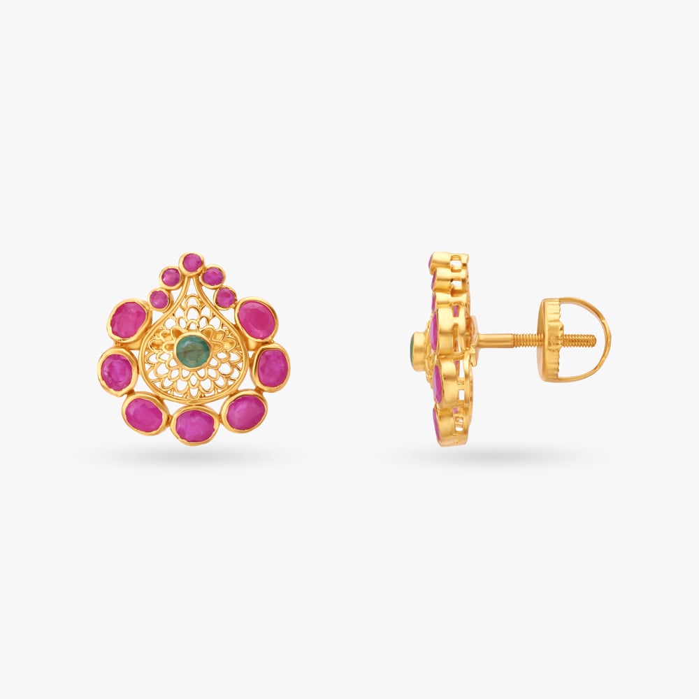 Heritage Gold Stud Earrings,,hi-res image number null