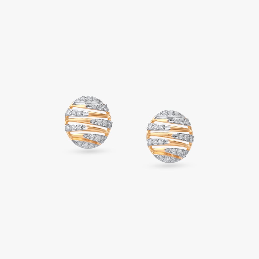 Trendy Stripe Diamond Stud Earrings,,hi-res image number null