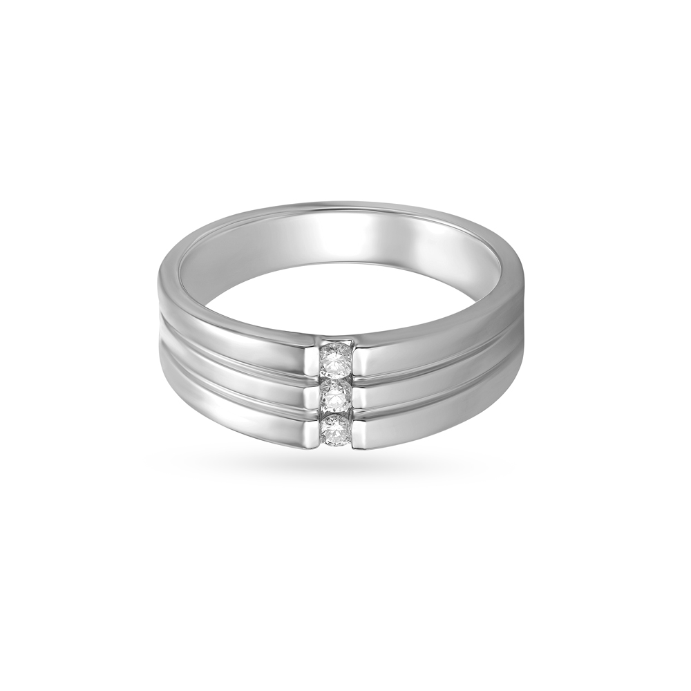 3 Stone Platinum Finger Ring for Men