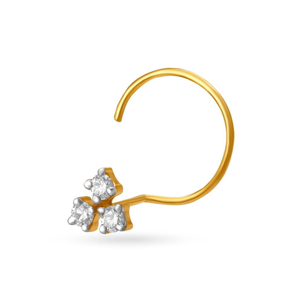 Stunning Three Stone Diamond Nose Pin,,hi-res image number null