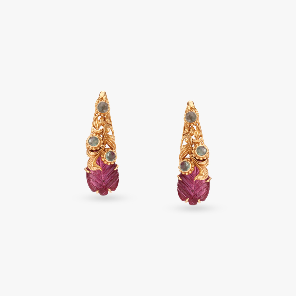 Carved Bloom Gold Stud Earrings,,hi-res image number null