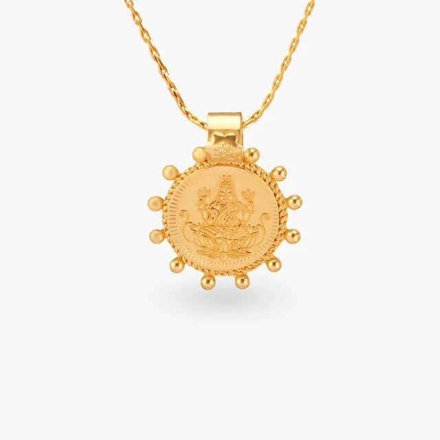 Divine Goddess Lakshmi Religious Gold Coin Pendant,,hi-res image number null