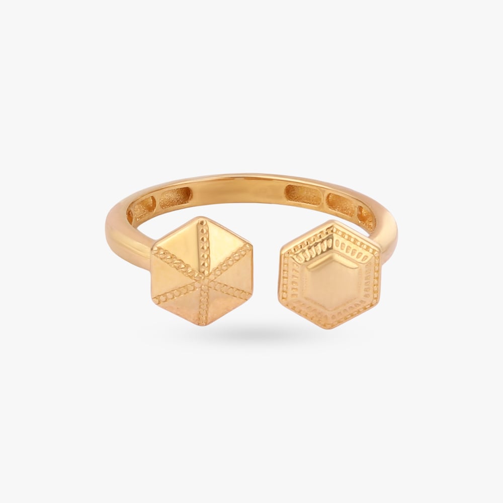 Geometric Edge Gold Ring,,hi-res image number null