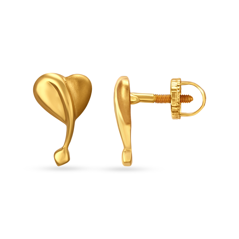 Heart Shaped Charming Gold Studs,,hi-res image number null