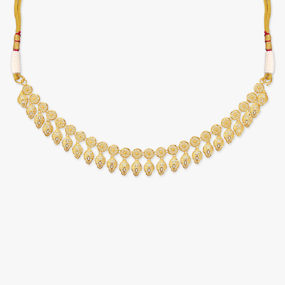 

Floral Gleam Gold Necklace Set
