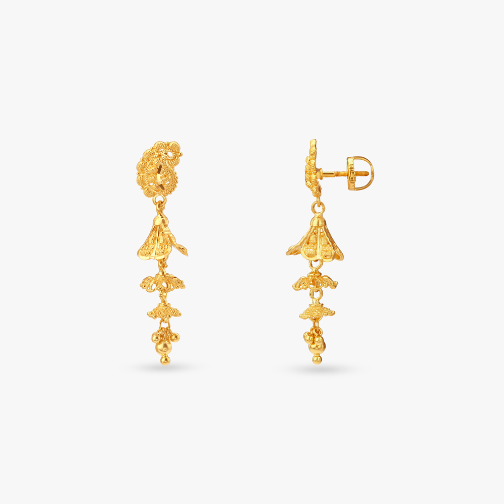Cascading Charm Gold Drop Earrings,,hi-res image number null