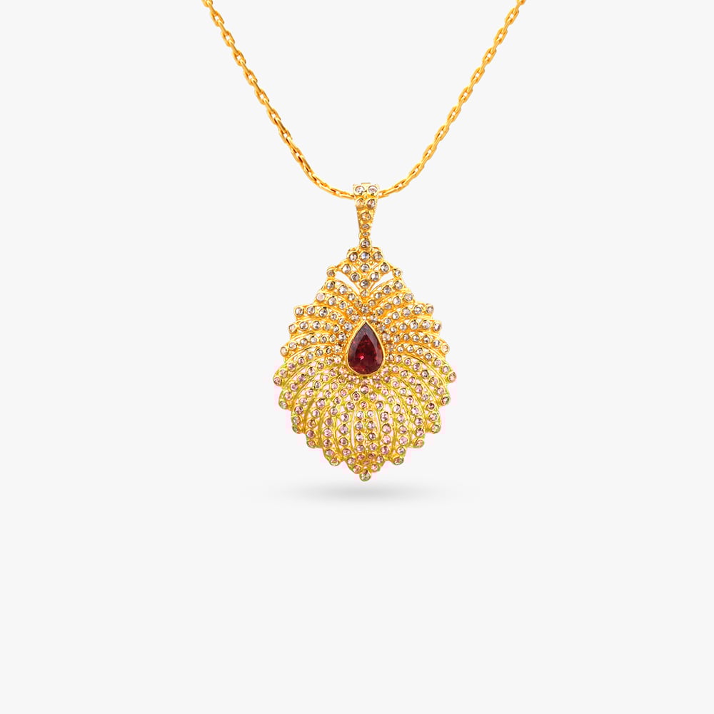 Enchanted Gold Open Polki Pendant,,hi-res image number null