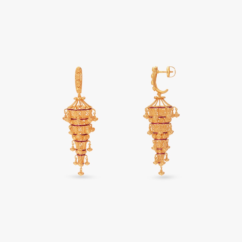 Jharlanthaner Jhalok Gold Jhumka Earrings,,hi-res image number null