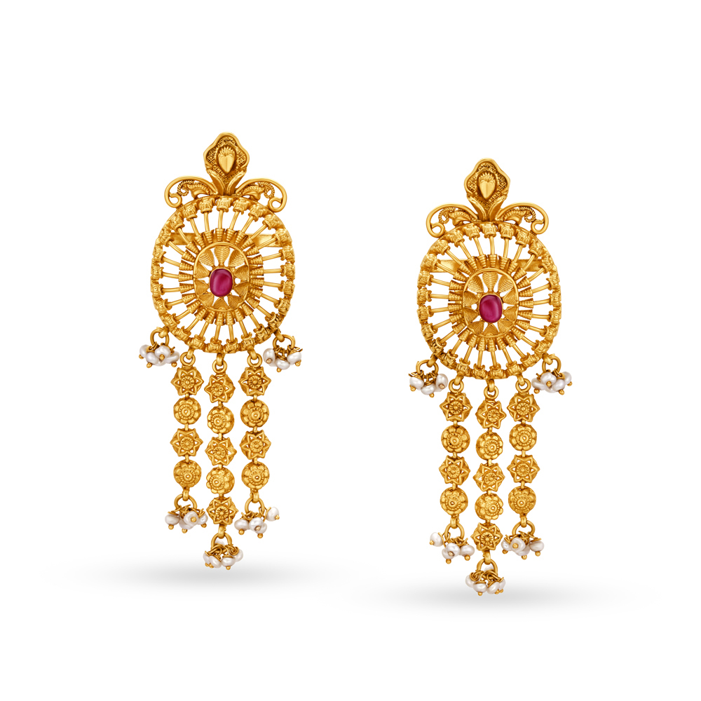 Mesmerising Antique Gold Necklace Set,,hi-res image number null
