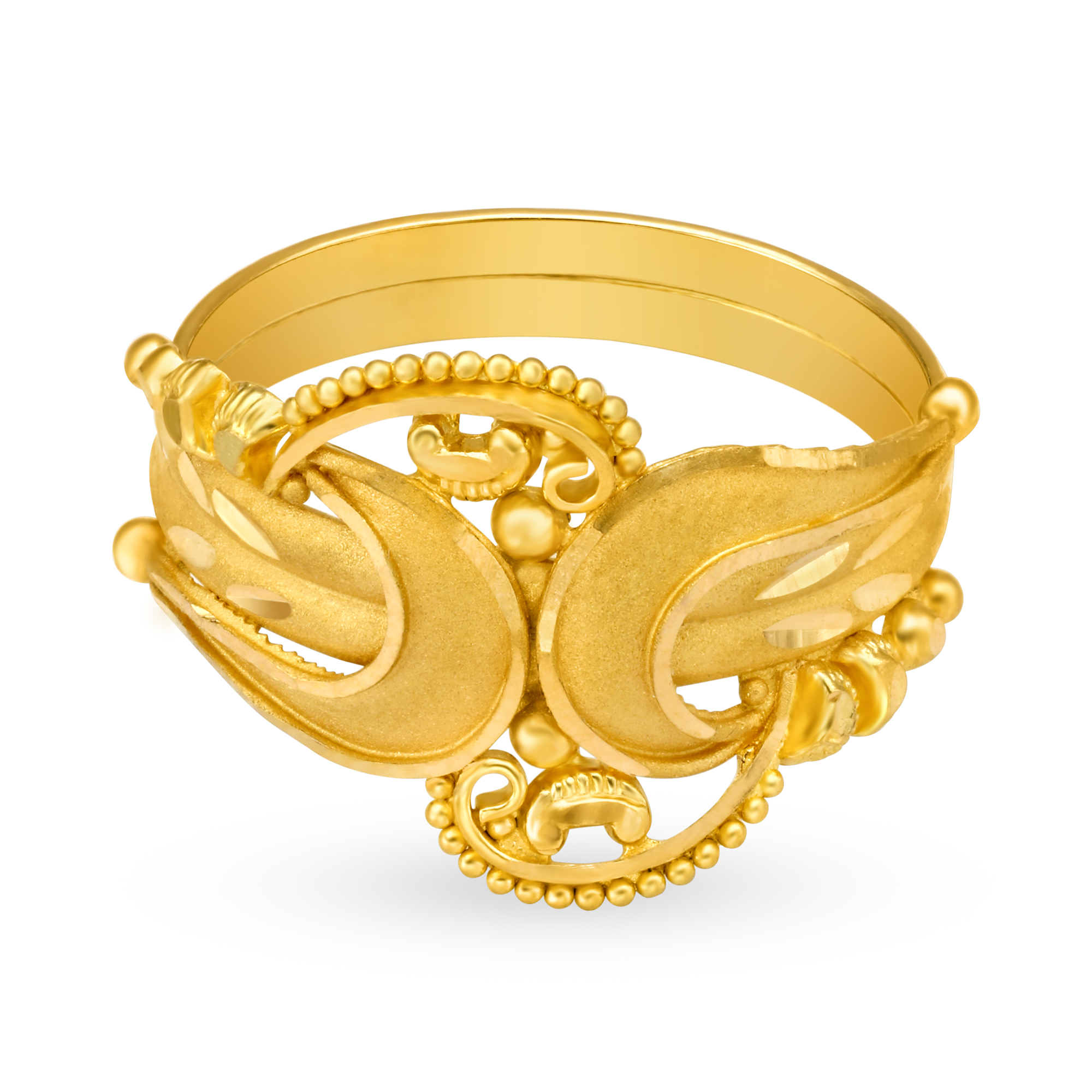 Paisley motifs carved gold finger ring,,hi-res image number null