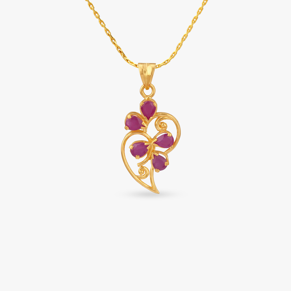 Floral Heart Pendant and Earrings Set,,hi-res image number null