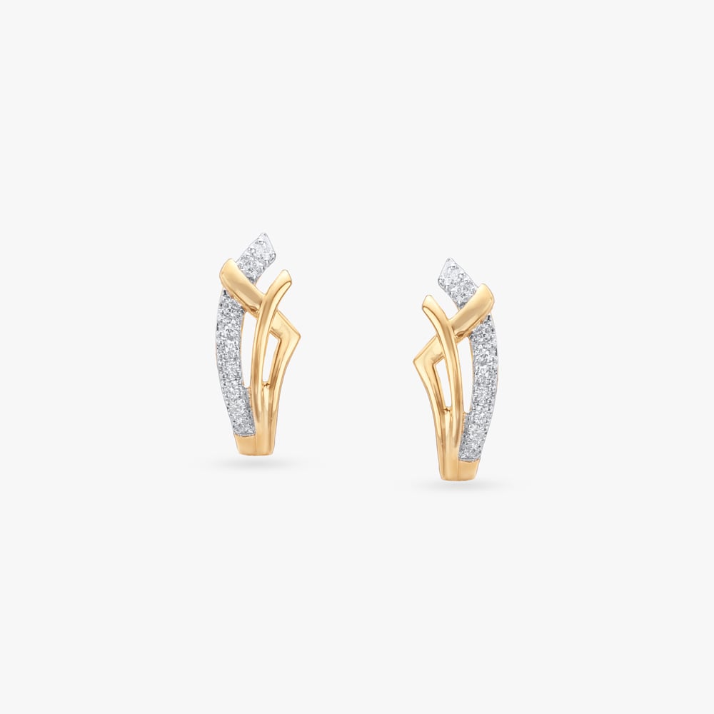 Ascent Curve Diamond Hoop Earrings,,hi-res image number null