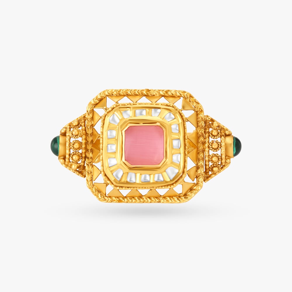 Mesmerizing Gajri With Chandak Work Finger Ring,,hi-res image number null