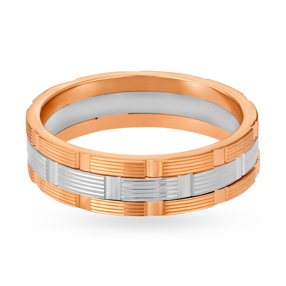 Geometric Platinum and Rose Gold Band for Men,,hi-res image number null