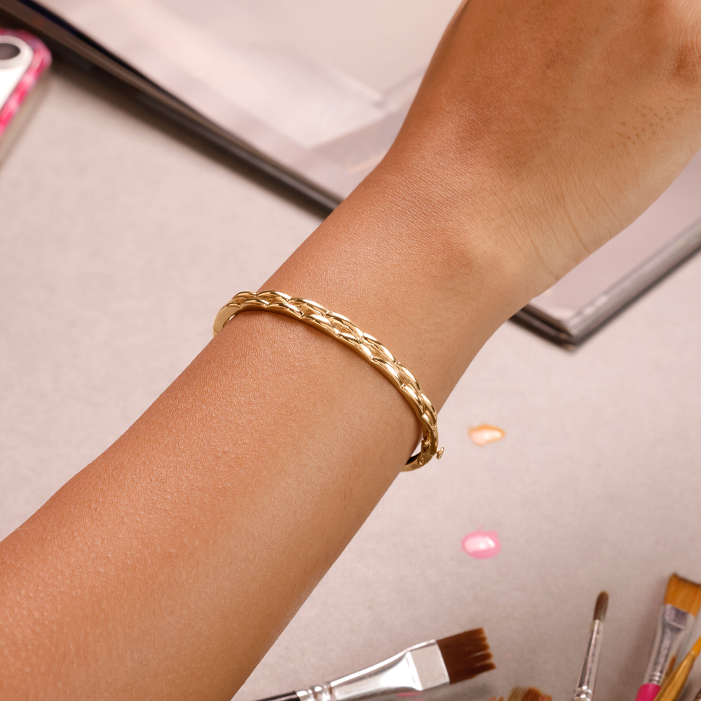 Elegant Twisted Gold Bangle,,hi-res image number null