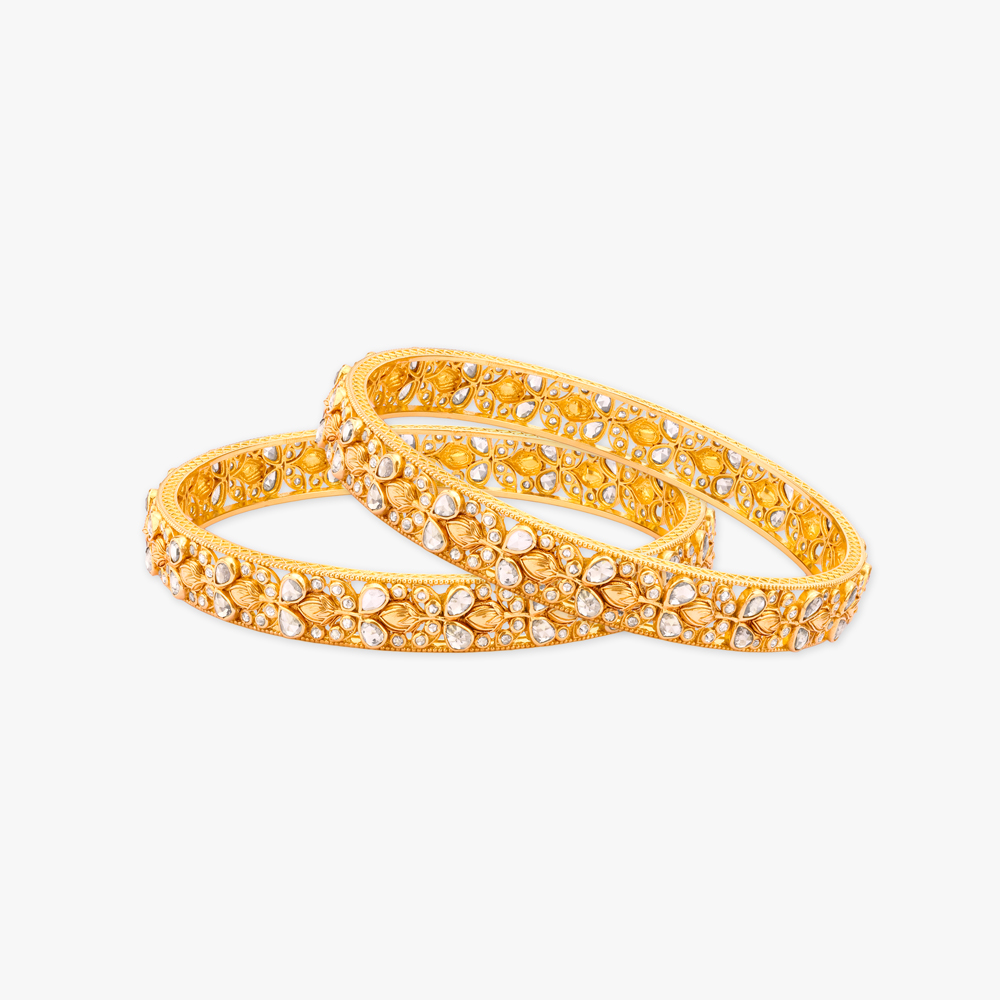 Bud Mosaic Gold Bangles,,hi-res image number null