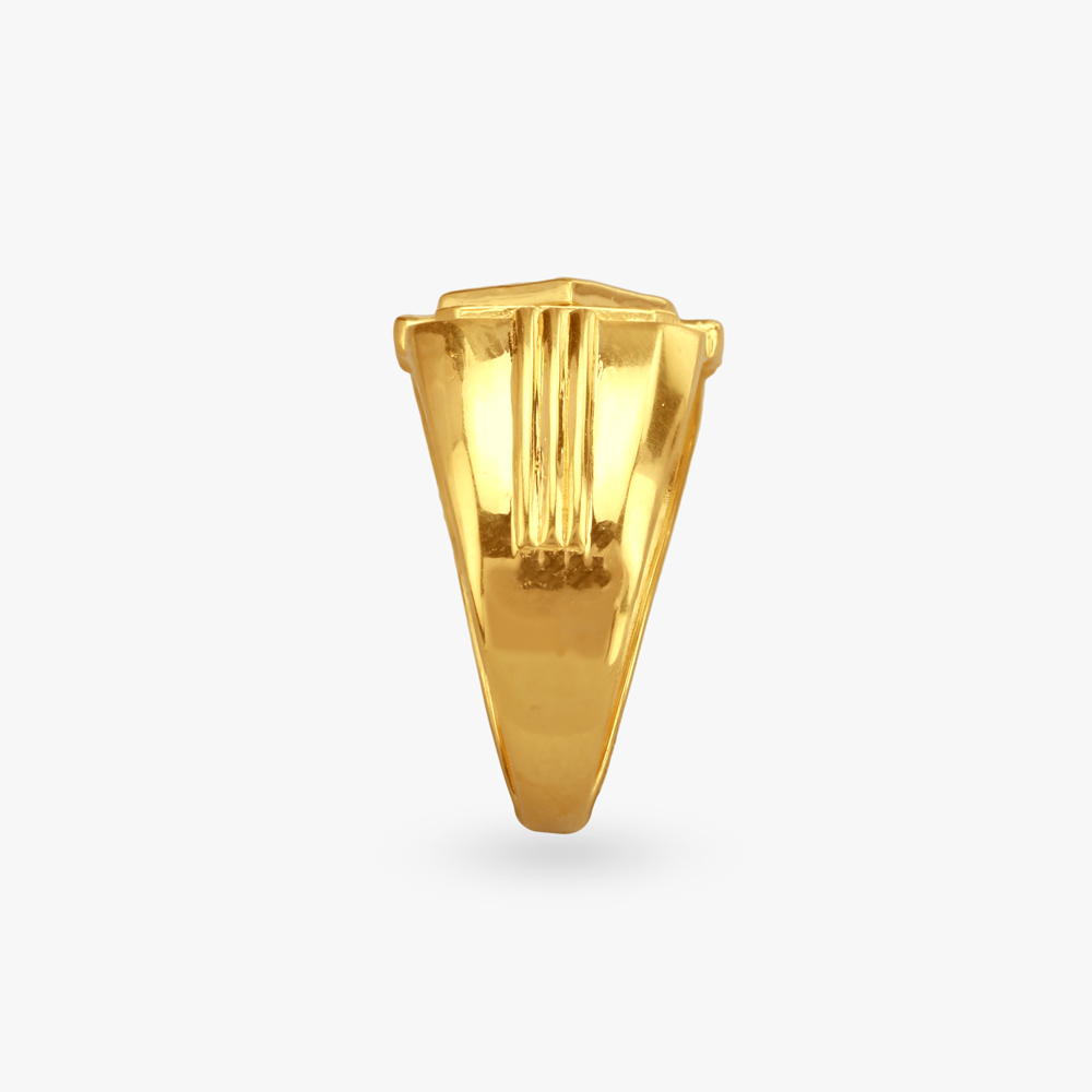 Geometric Grandeur Gold Finger Ring for Men,,hi-res image number null