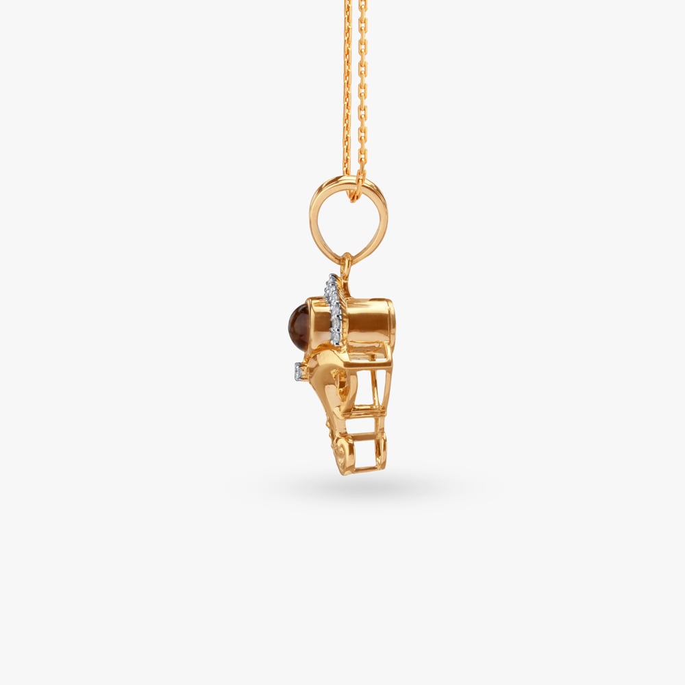 Modern Ganesha Diamond Pendant,,hi-res image number null