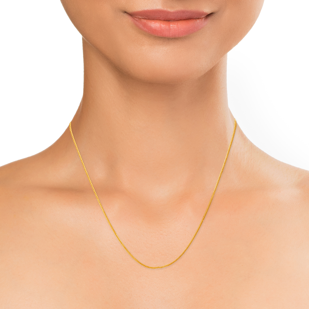 22KT Yellow Gold Effulgent Subtle Heart Carved Motif Gold Chain,,hi-res image number null