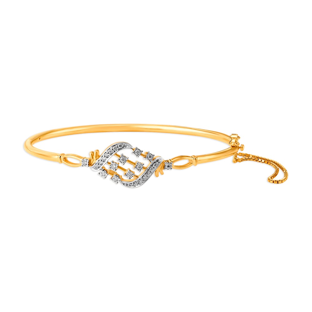 Enticing Vine Diamond Bangle in Yellow and White Gold