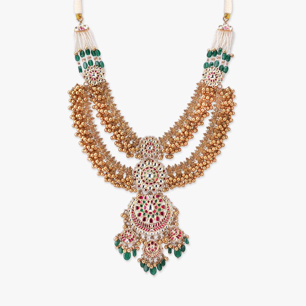 Beaded Grandeur Gold Necklace Set,,hi-res image number null